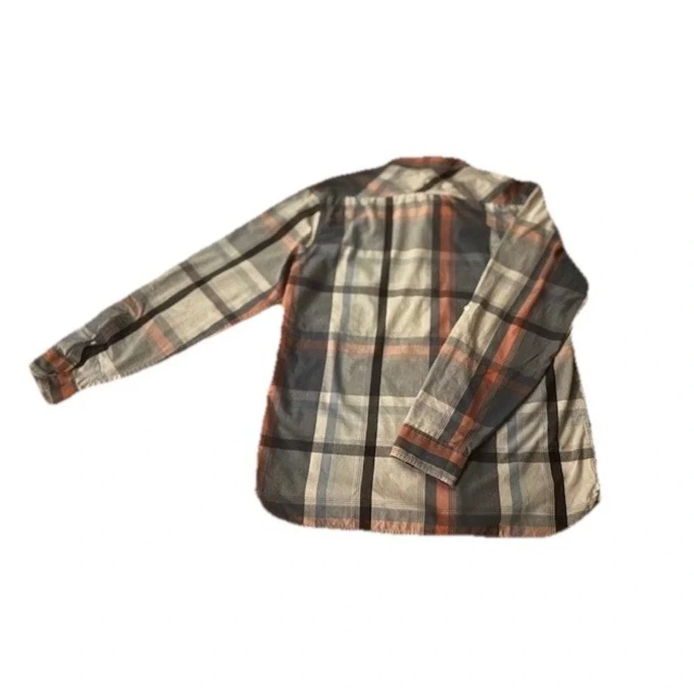 Levi's Button Down Shirt Mens XXL‎  Orange Grey Plaid Long Sleeve Dual Pocket